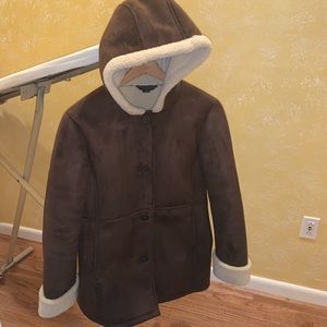 Lands End Women’s Brown Faux Shearling Jacket